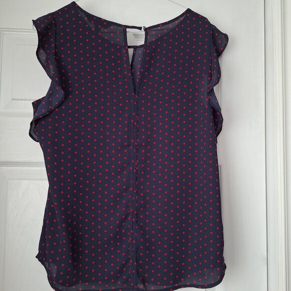 Banana Republic Blue and Red Polka Dot Sleeveless Top - Picture 3 of 8